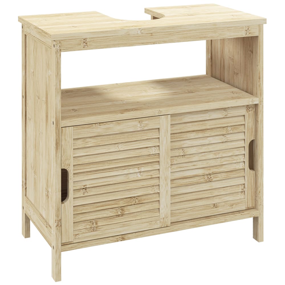 Homcom Bambus-Schubladenschrank, 2-türig, Naturholz Beige Bambus