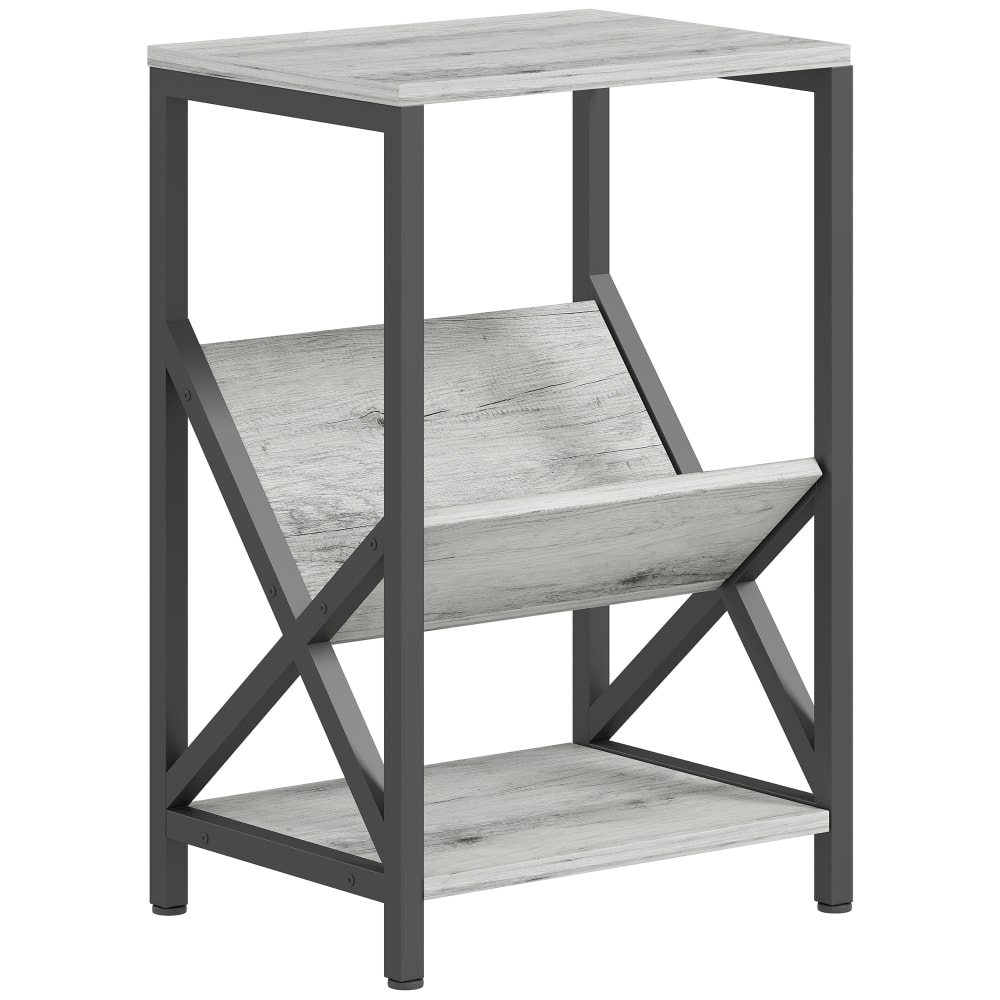 Table d'appoint 3 niveaux porte-revues en V cadre en acier gris