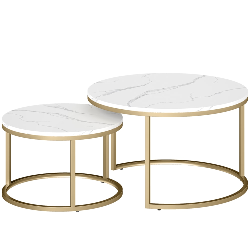 Tables basses gigognes empilables pieds métal blanc Tables basses gigognes empilables pieds métal blanc
