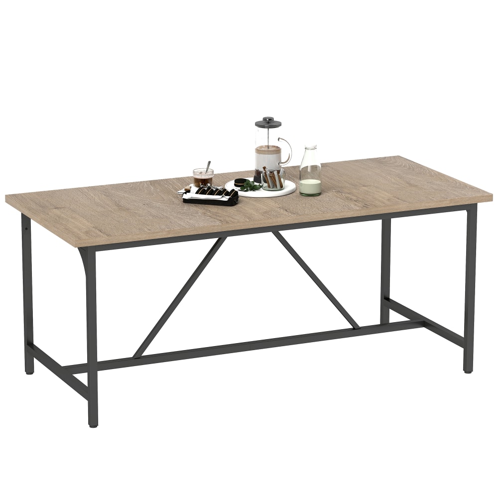 Table à manger pour 6-8 personnes pieds en métal effet bois naturel