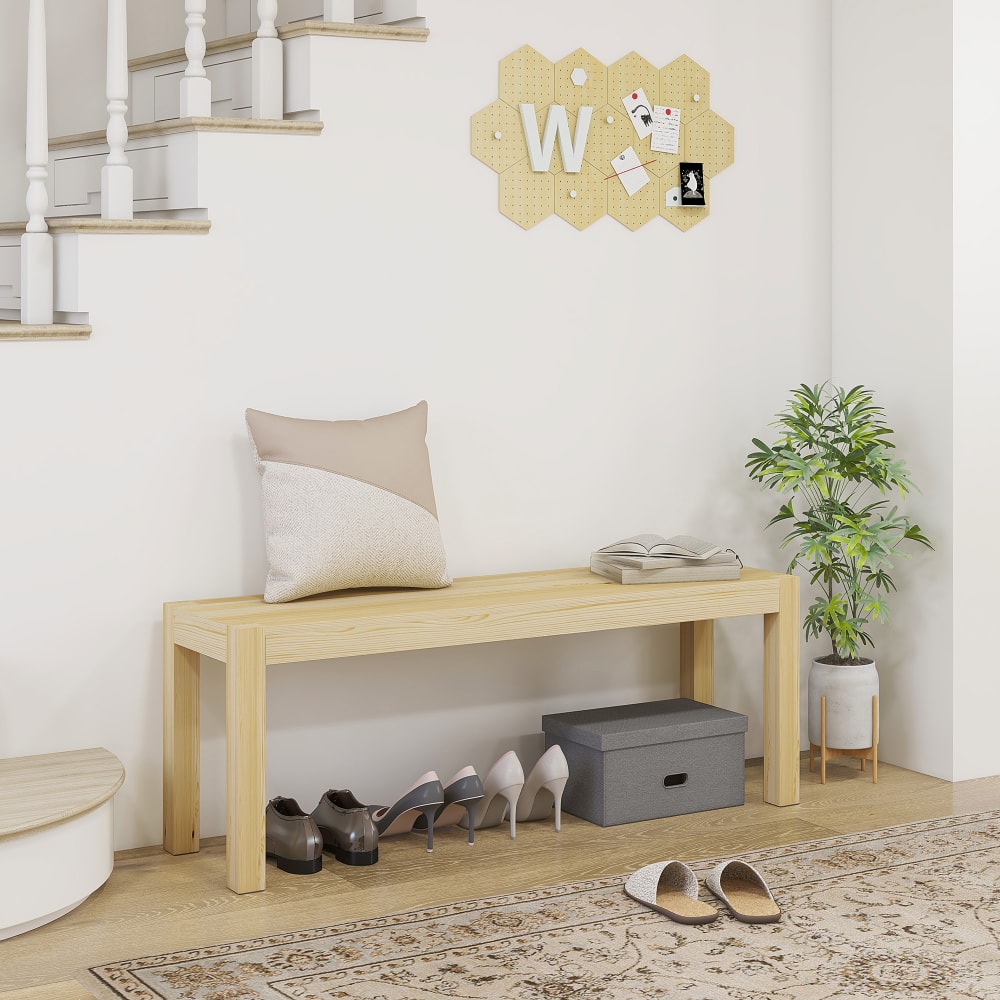 Banc de cuisine 2 places en bois massif coloris naturel