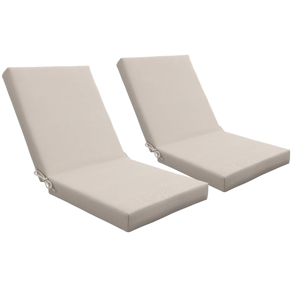 Coussins d'extérieur lot de 2 avec attaches rembourrage 8 cm beige