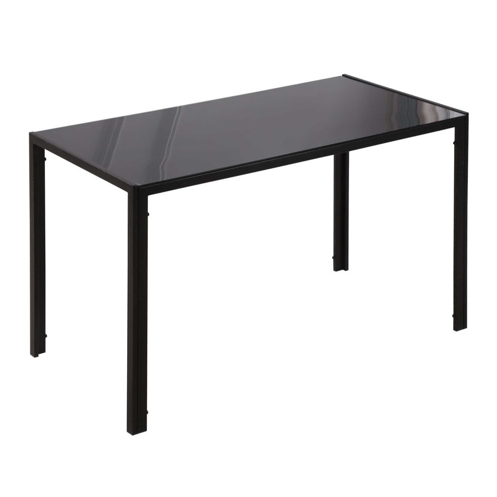 Homcom Schwarzer Glas-Esstisch, 4-Personen style modern Schwarz Metall