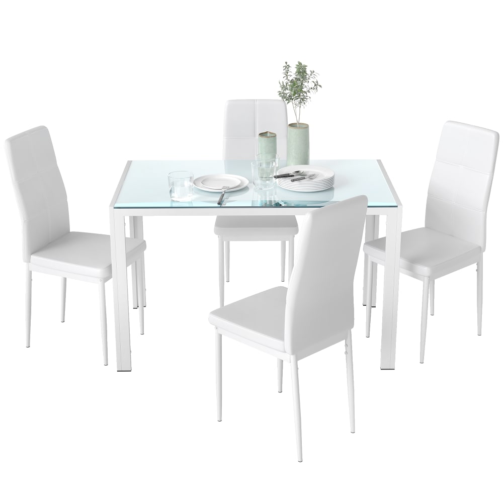 Ensemble table à manger et chaises pour 4 personnes blanc