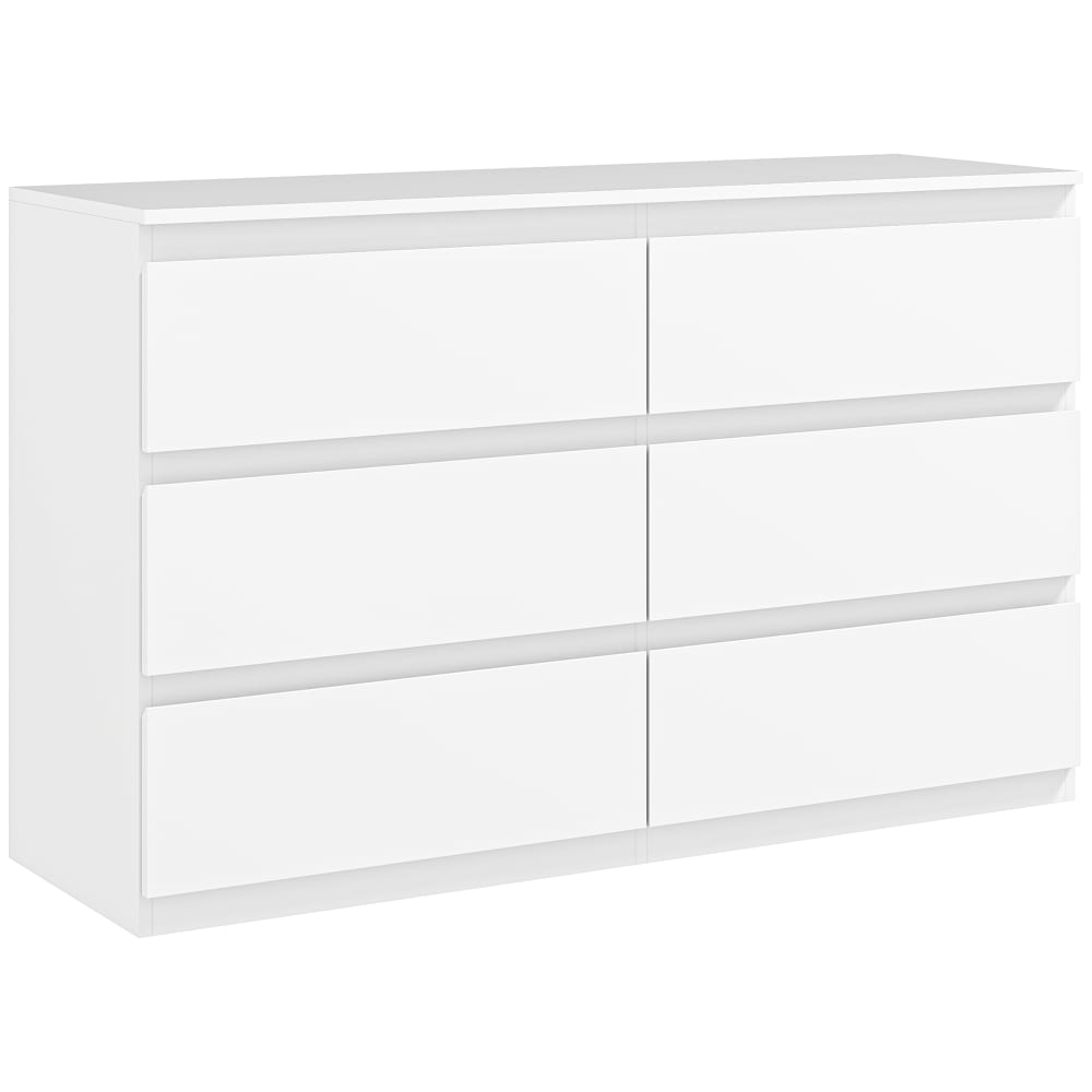 Commode 6 tiroirs meuble de rangement blanc