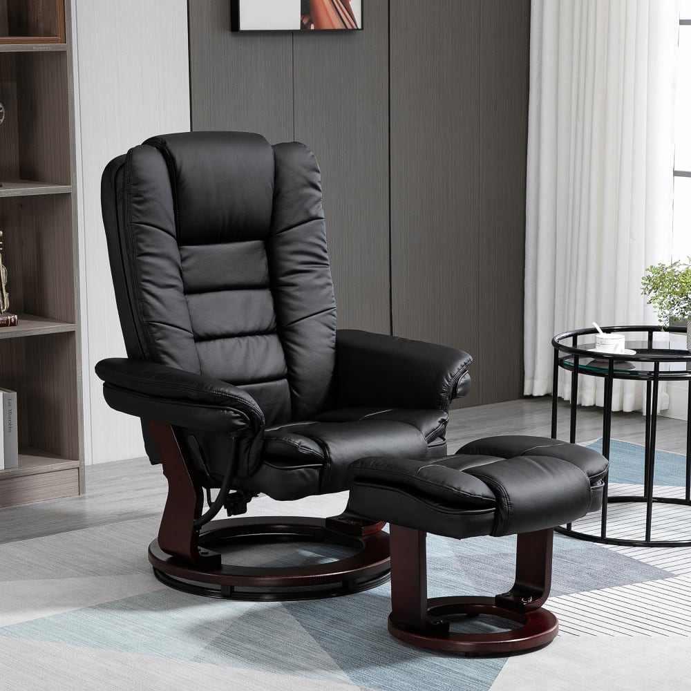 Fauteuil relaxation siège pivotant 360° synthétique noir