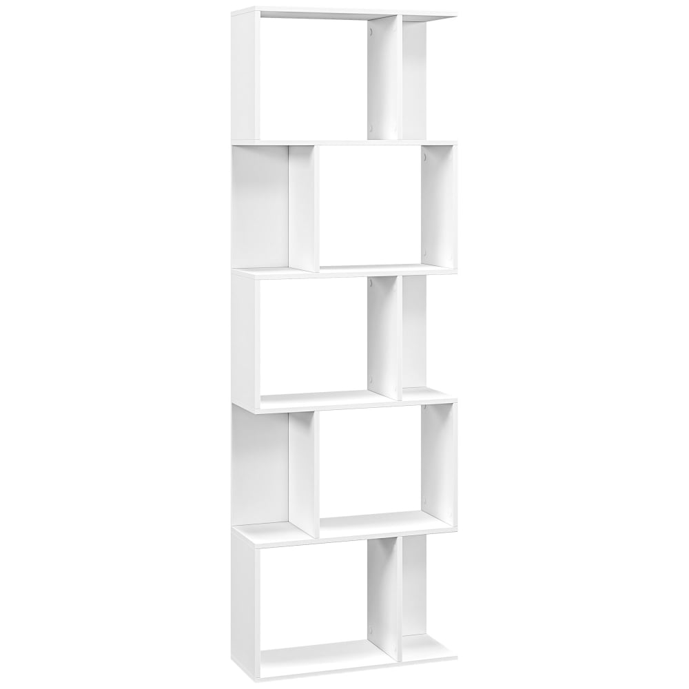 Bibliothèque 5 niveaux en forme de s en bois blanc