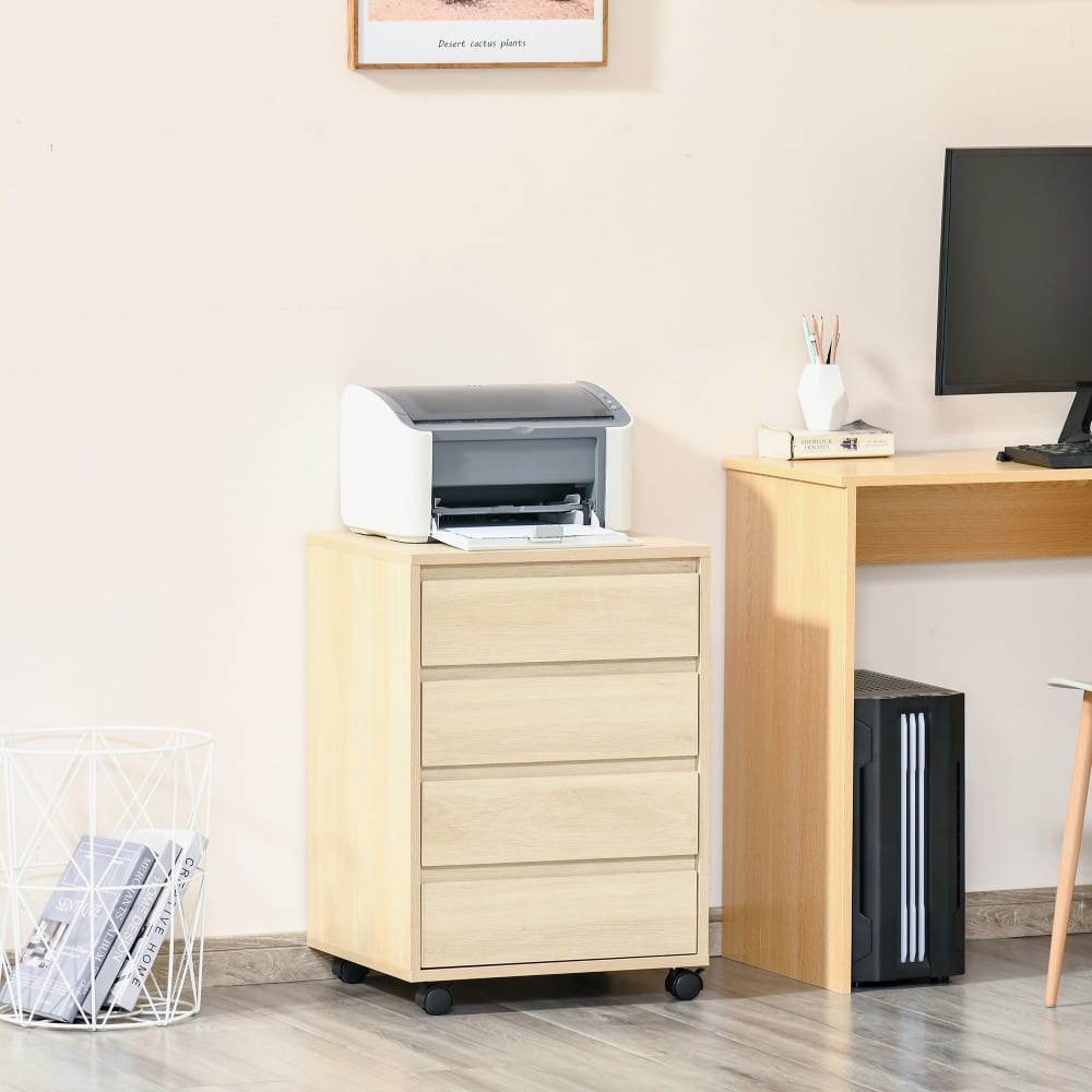 Homcom 4-Schubladen-Bürocaisson, Holz hell style modern Beige Spanplatte