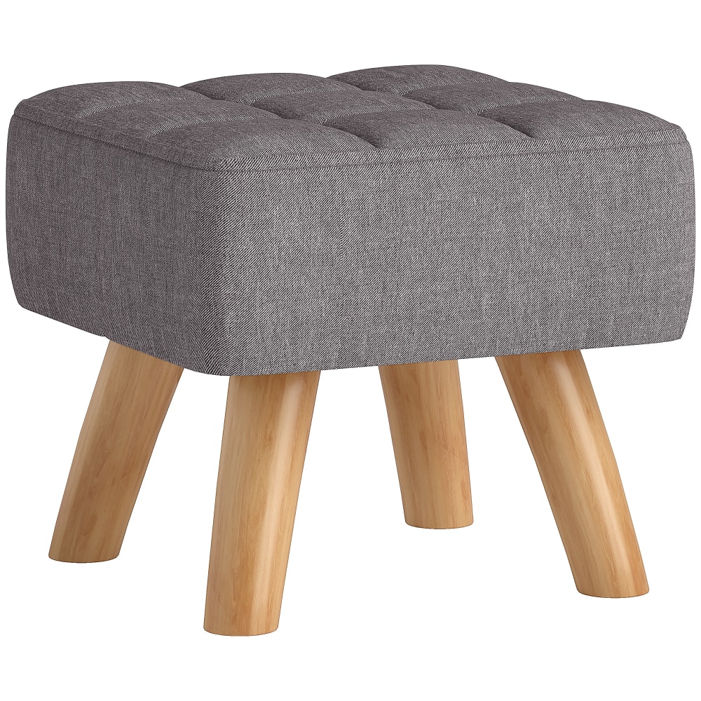 Ottoman pieds en bois tissu gris — Beyit