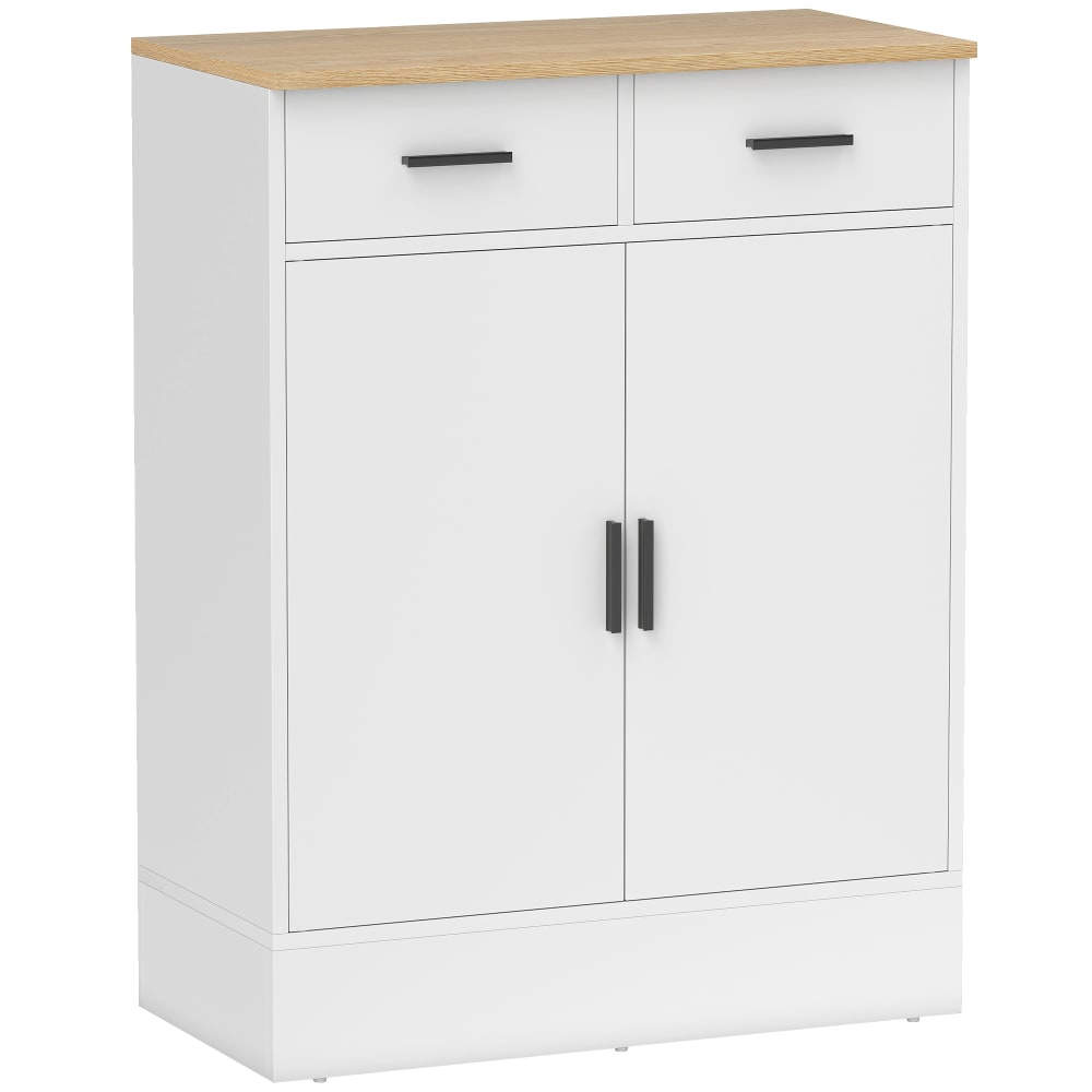 Homcom Weißer Partikelboard-Schrank, 2Türen, 2Schubladen style modern Weiß Spanplatte