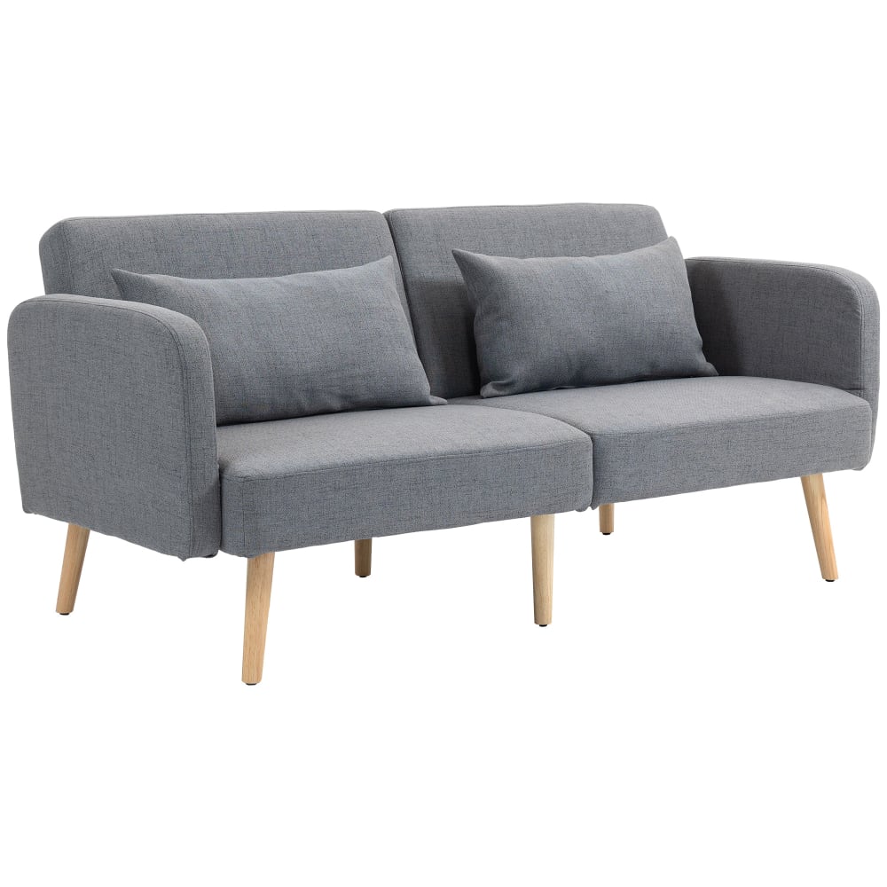 Canapé convertible 3 places dossier inclinable tissu effet lin gris