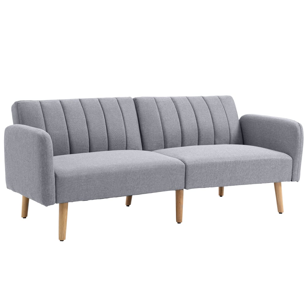 Canapé convertible 2 places design scandinave inclinable tissu gris