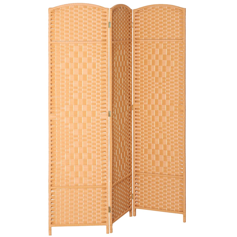 Paravent intérieur pliable 3 panneaux polypropylène et bois brun clair — vue 3