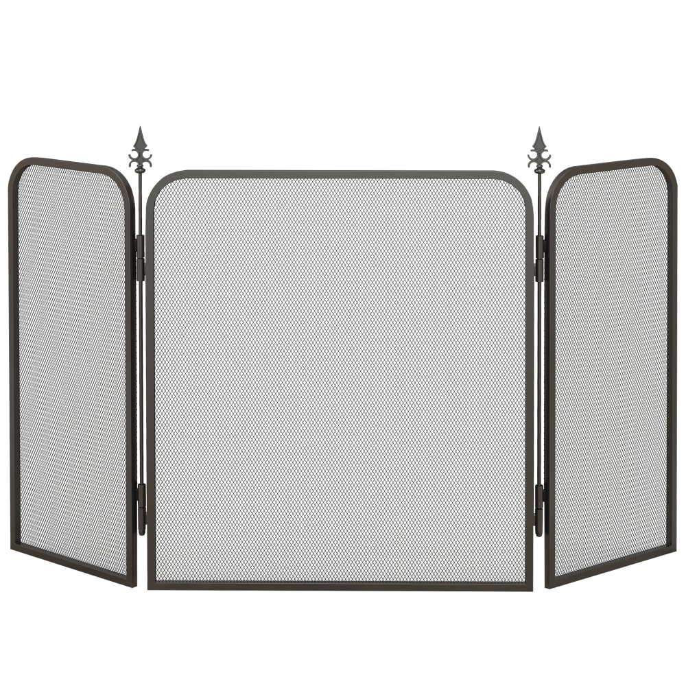 Pare feu cheminée pliable pare-étincelles maille de métal noir