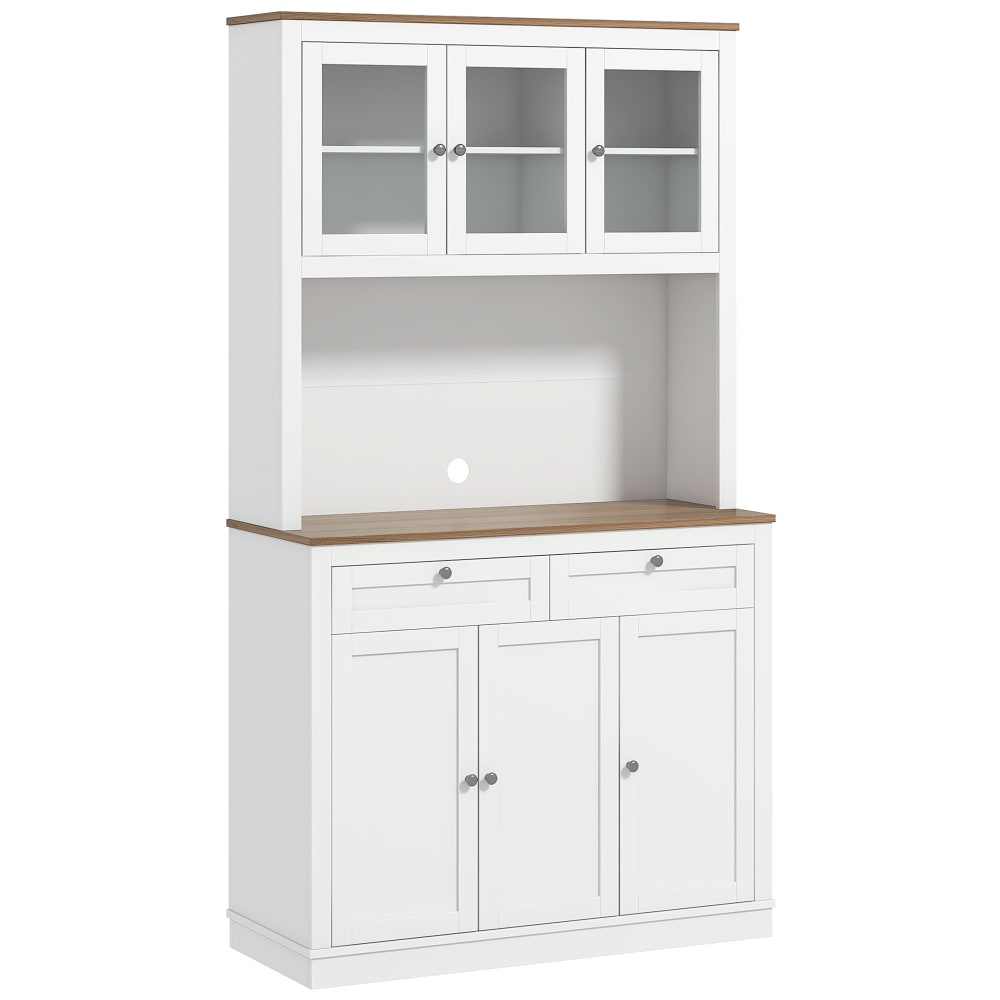 Buffet haut cuisine 6 portes 2 tiroirs MDF panneau de particules blanc