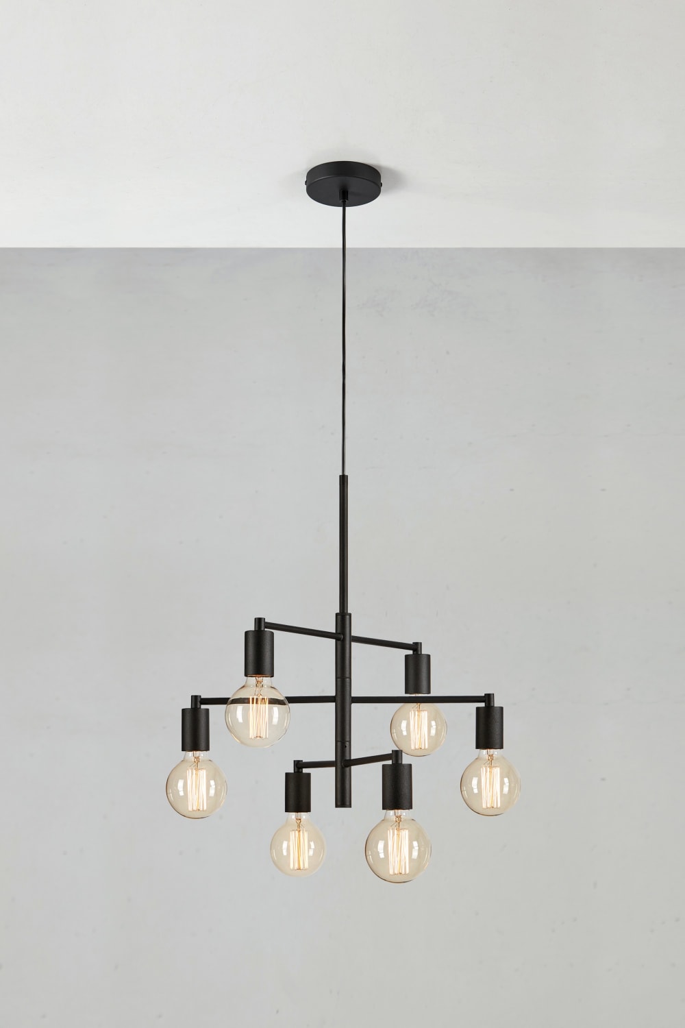 Suspension 6xE27 noir poudré — vue 3