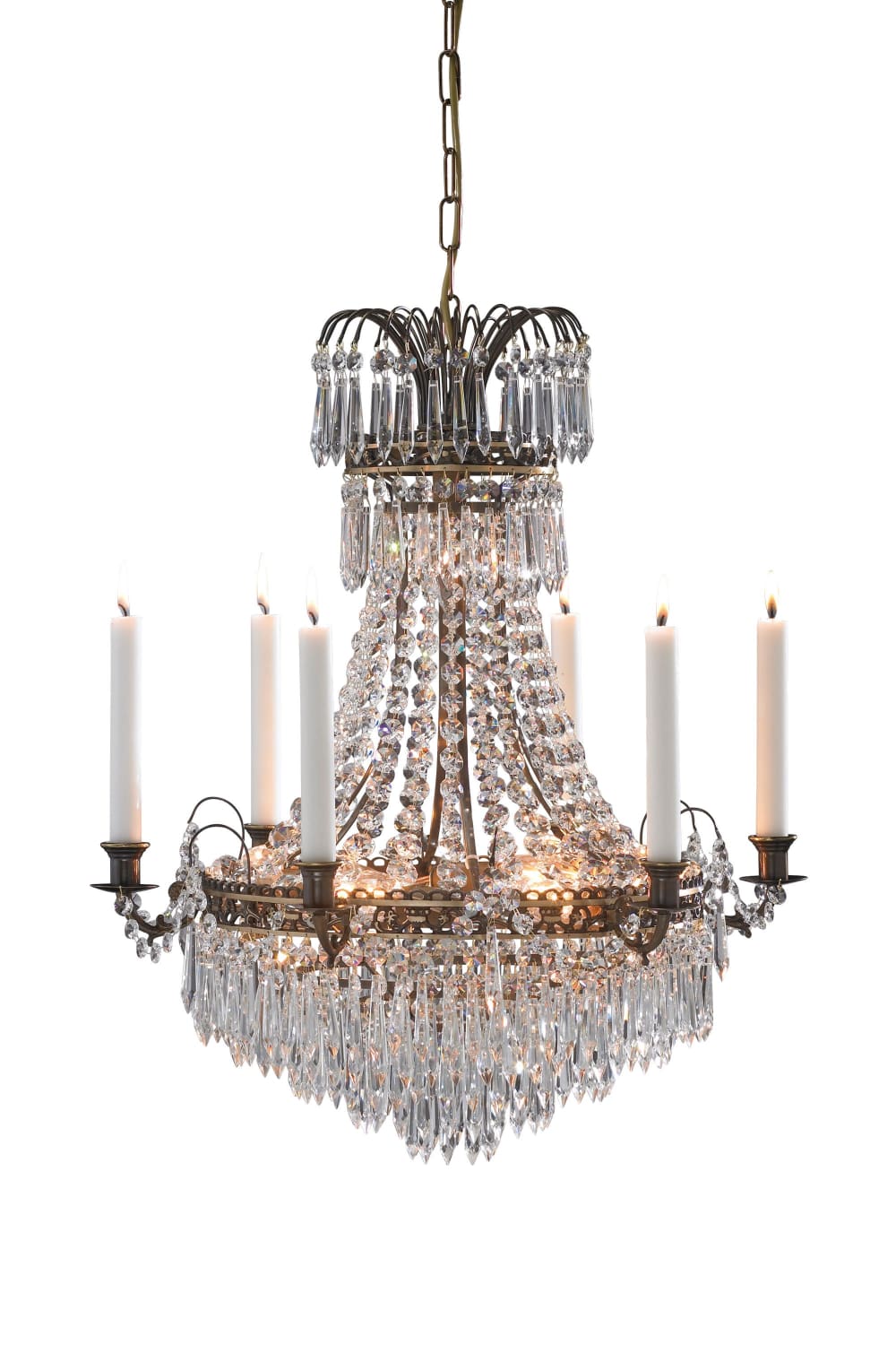 Lustre 7xE14 laiton antique