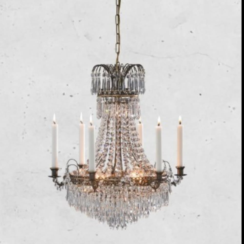Lustre 7xE14 laiton antique — vue 4