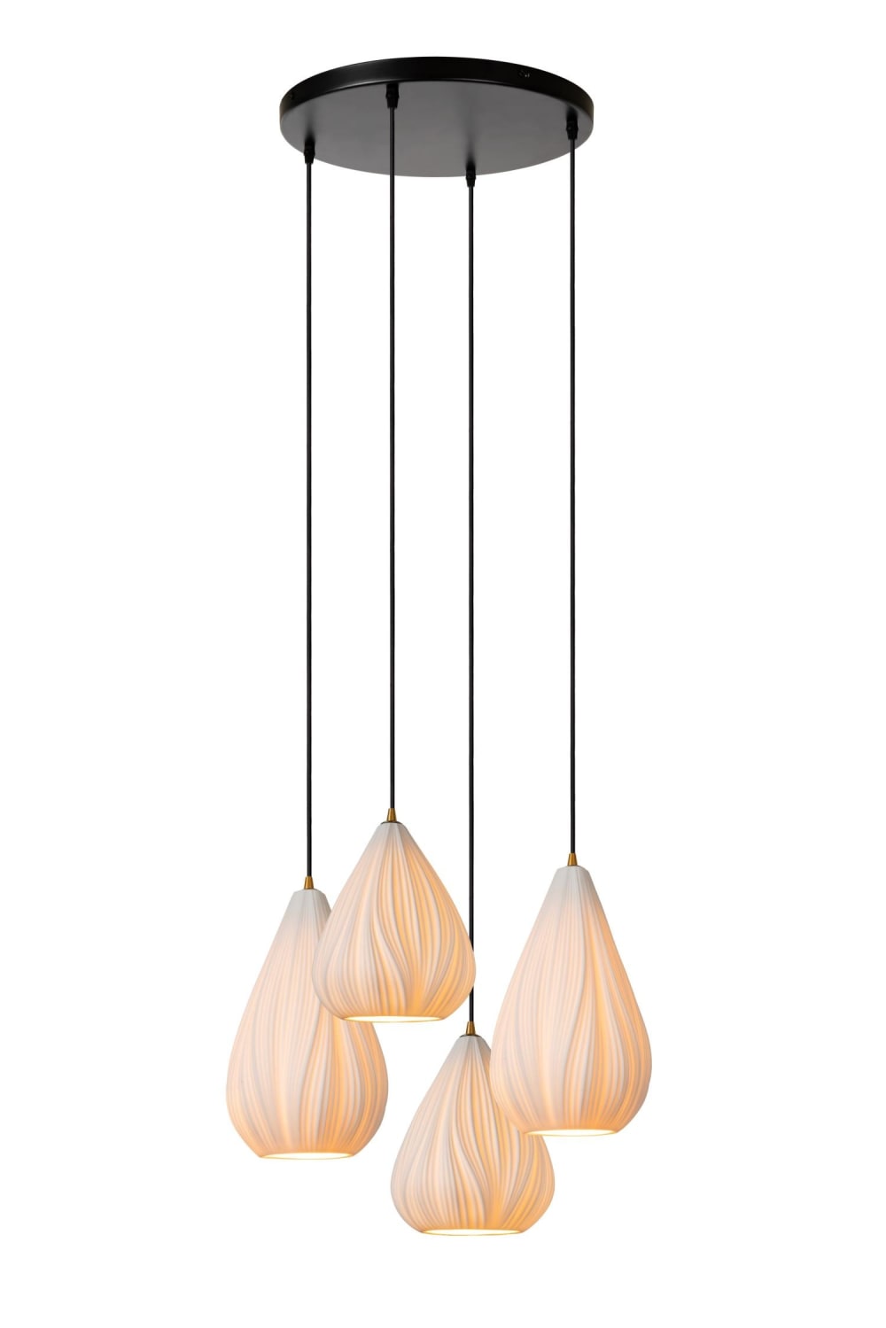 Suspension porcelaine 4 lumières Blanc