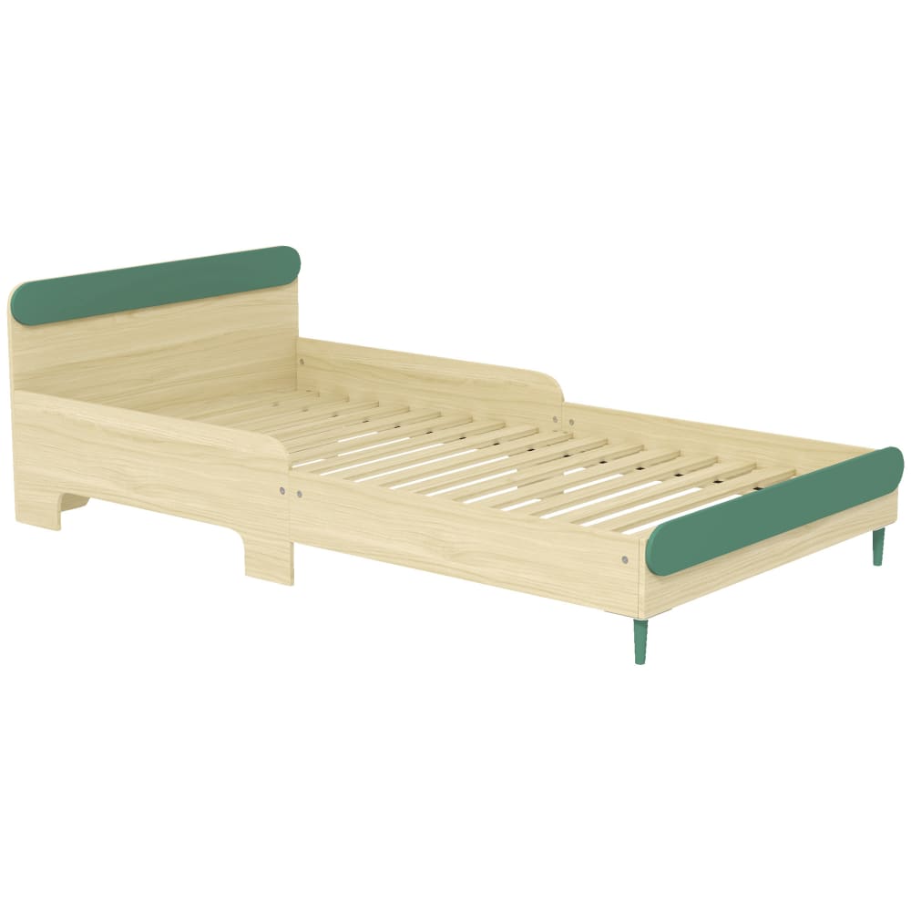 Lit enfant lit au sol enfant avec barrière de sécurité 90x190 cm vert