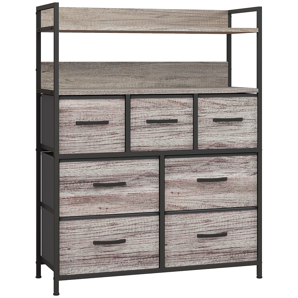Commode chambre 7 tiroirs en acier gris