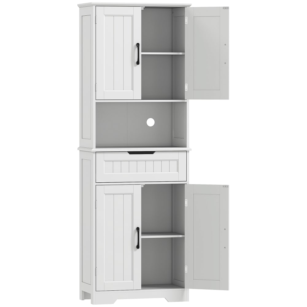 Armoire de cuisine 4 portes tiroir étagères réglables MDF blanc