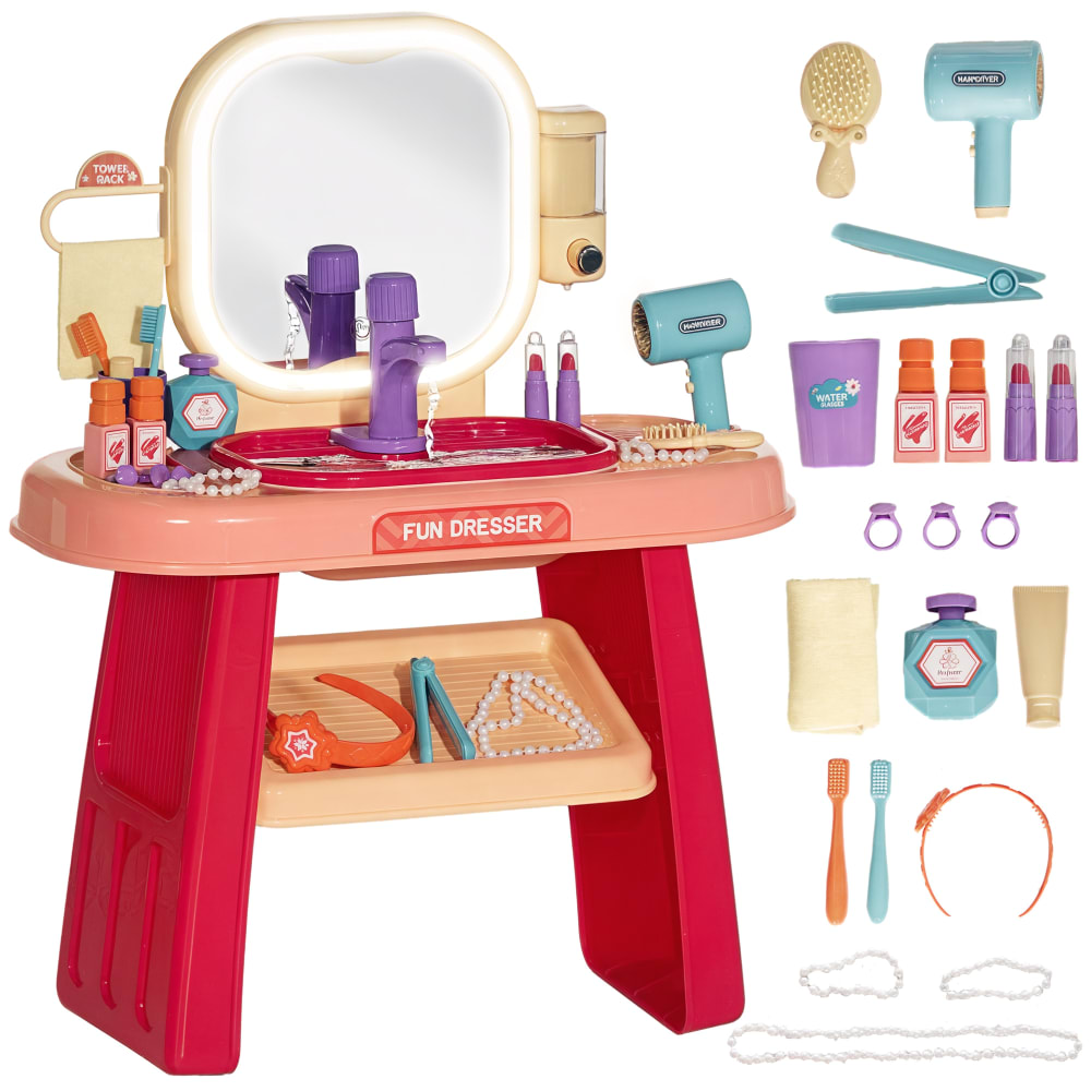 Ensemble de coiffeuse pour enfants table de maquillage miroir rose