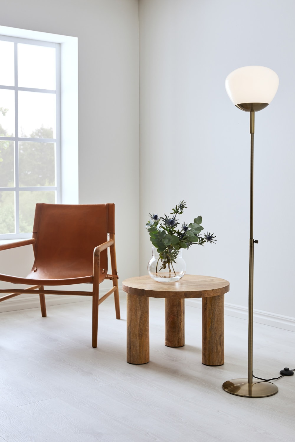 Lampadaire 1xE27 laiton antique et blanc — vue 3