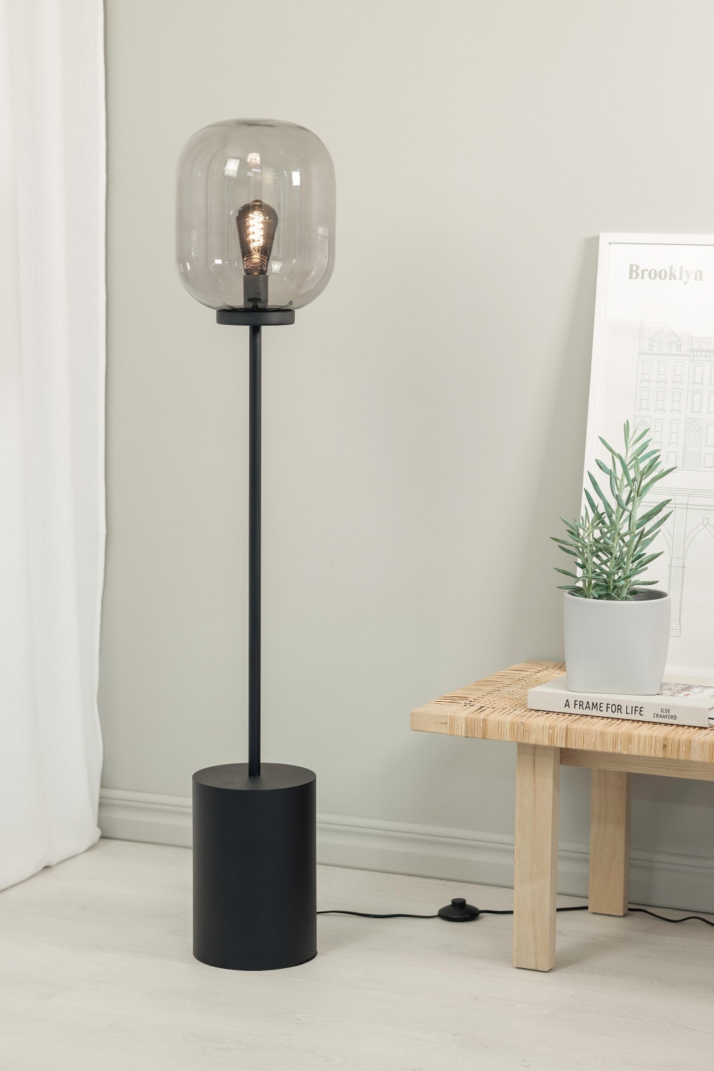 Lampadaire 1xE27 noir et fumé — vue 3