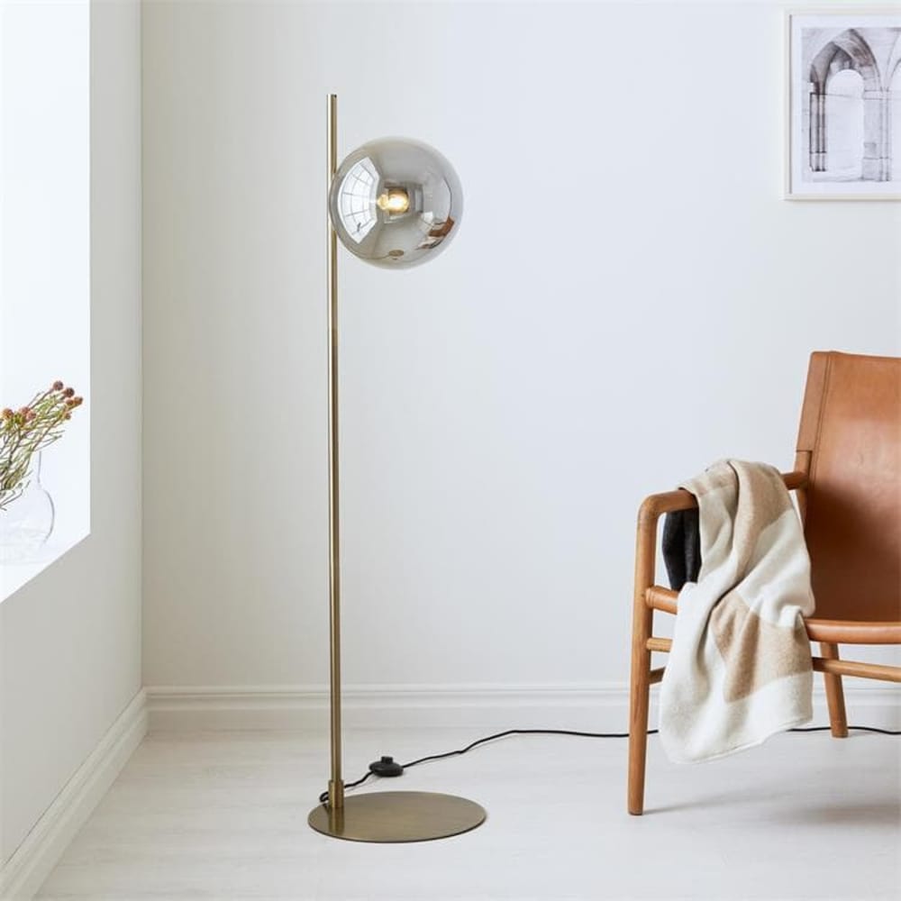 Lampadaire métal verre h134cm laiton — vue 3