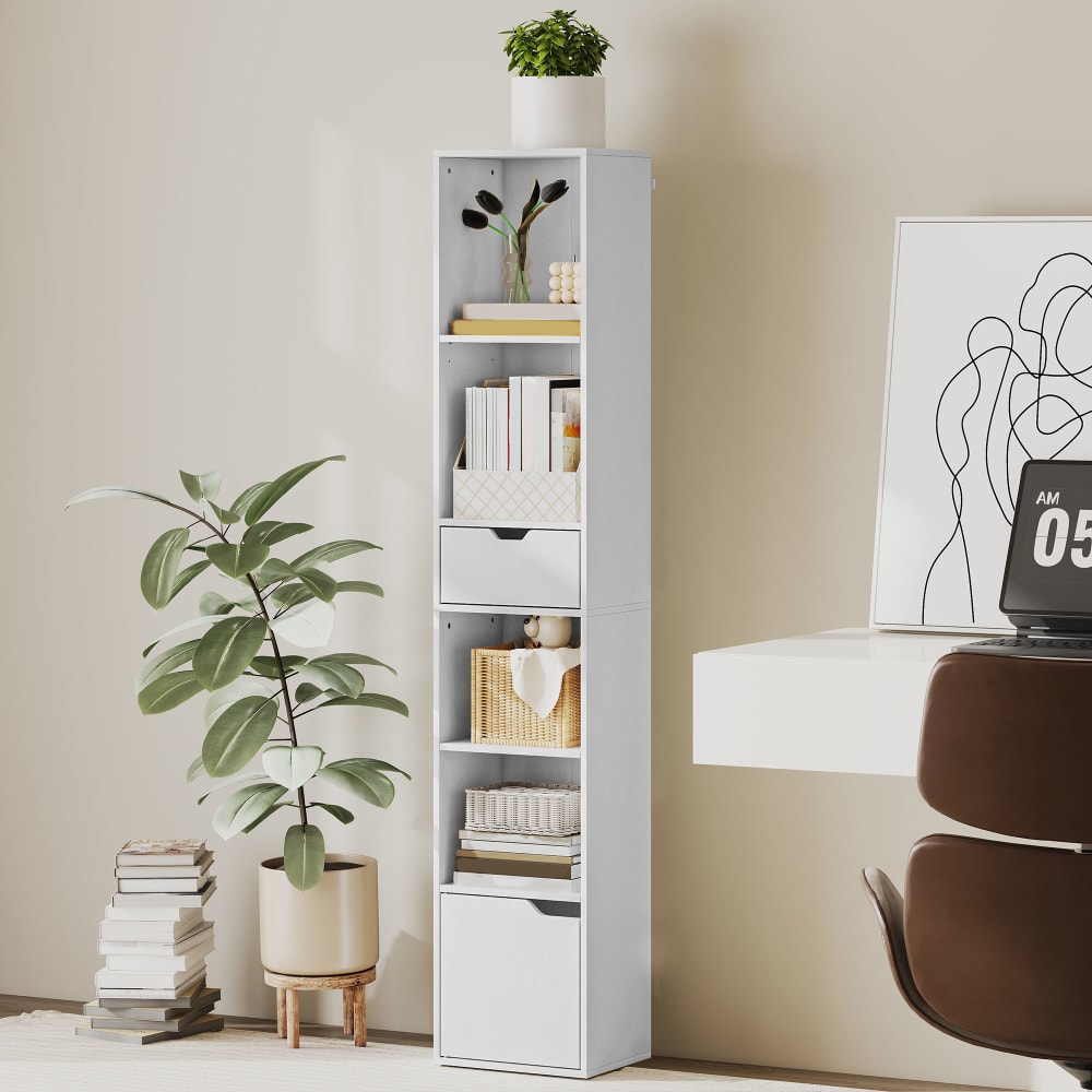 Weißholz-Bücherregal mit Schubladen&Fächern - Maisons Du Monde