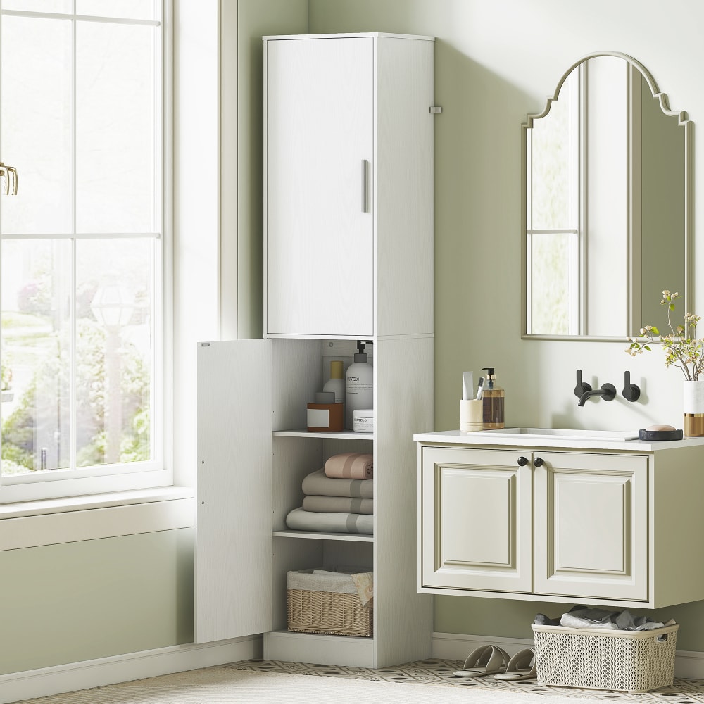 Weißer 2-Tür-Säulenschrank & 4 Höhenverstellbare Regale - Maisons