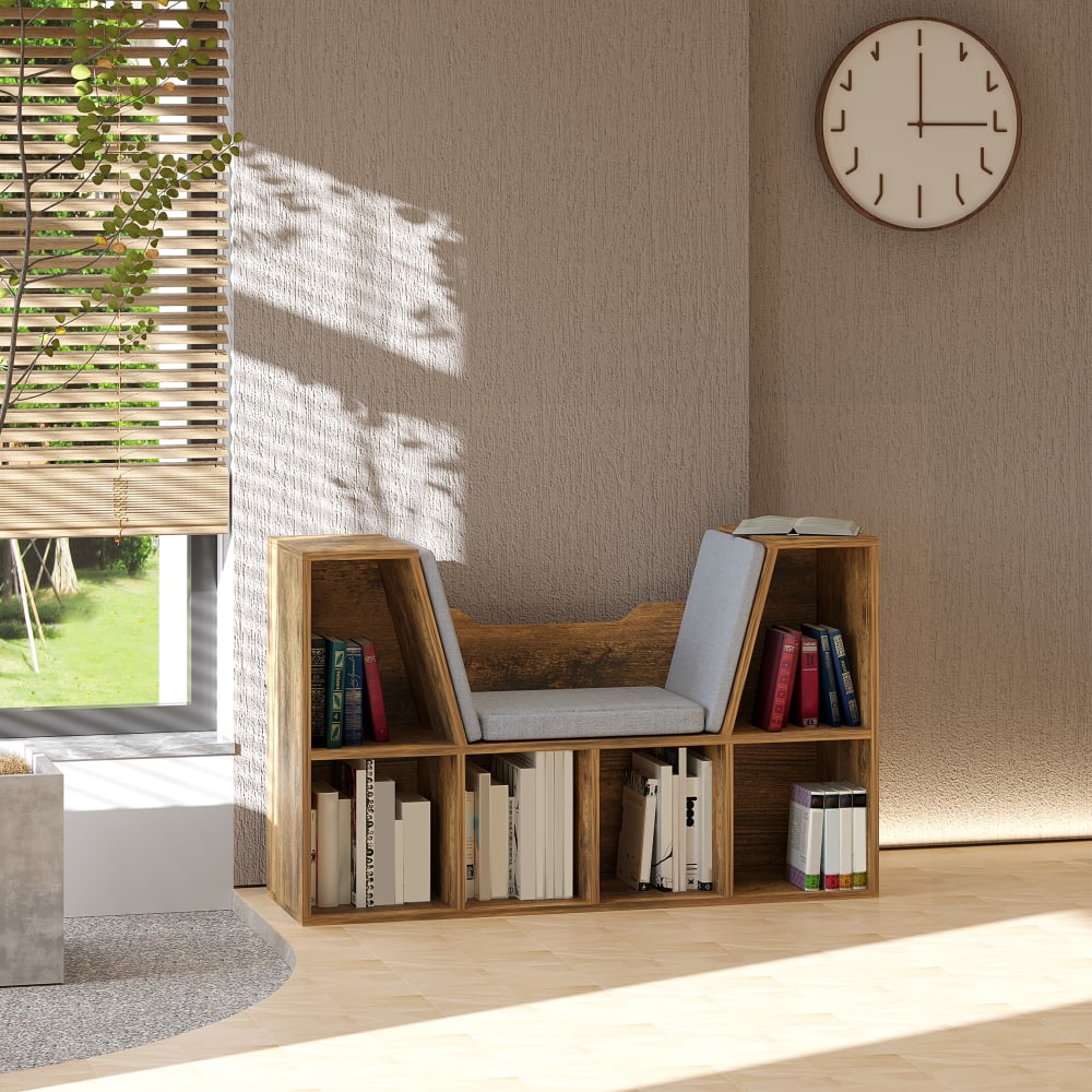 6-Fach Bankregal mit Kissen, Braunholzspan - Maisons Du Monde