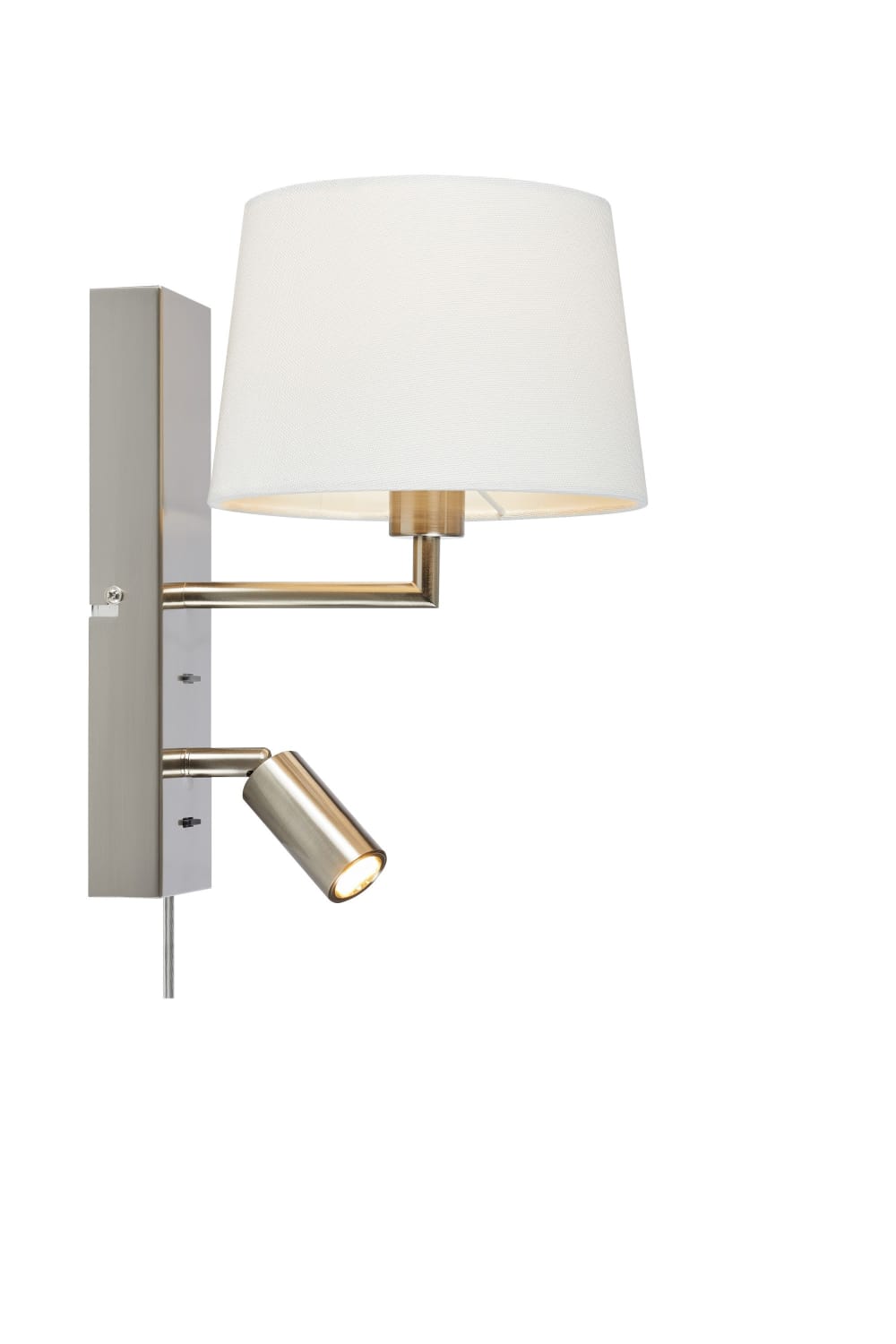 Applique murale 1xE14+LED acier et blanc