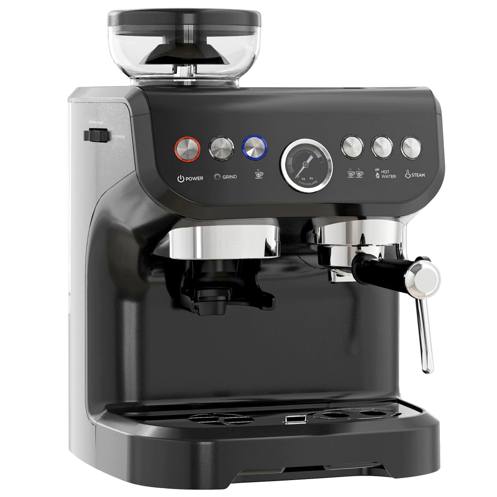 Machine à expresso avec moulin à grains buse vapeur 15 bars noir
