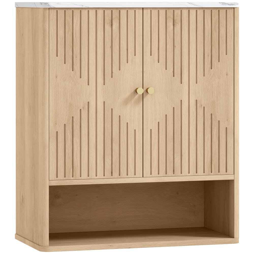 Armoire murale de salle de bain étagère réglable en bois chêne