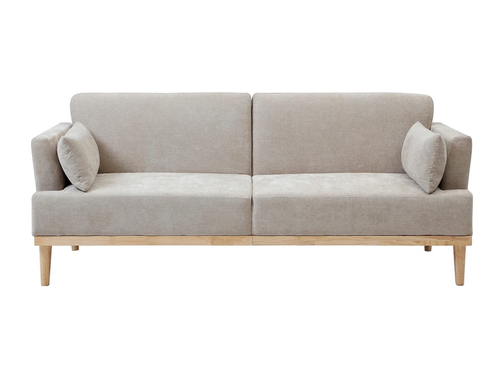 Canapé convertible polyester 3 places beige} Canapé convertible polyester 3 places beige}