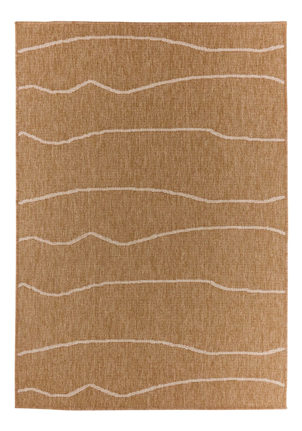 Tapis intérieur/extérieur aspect jute à vagues blanches - 160x230 cm