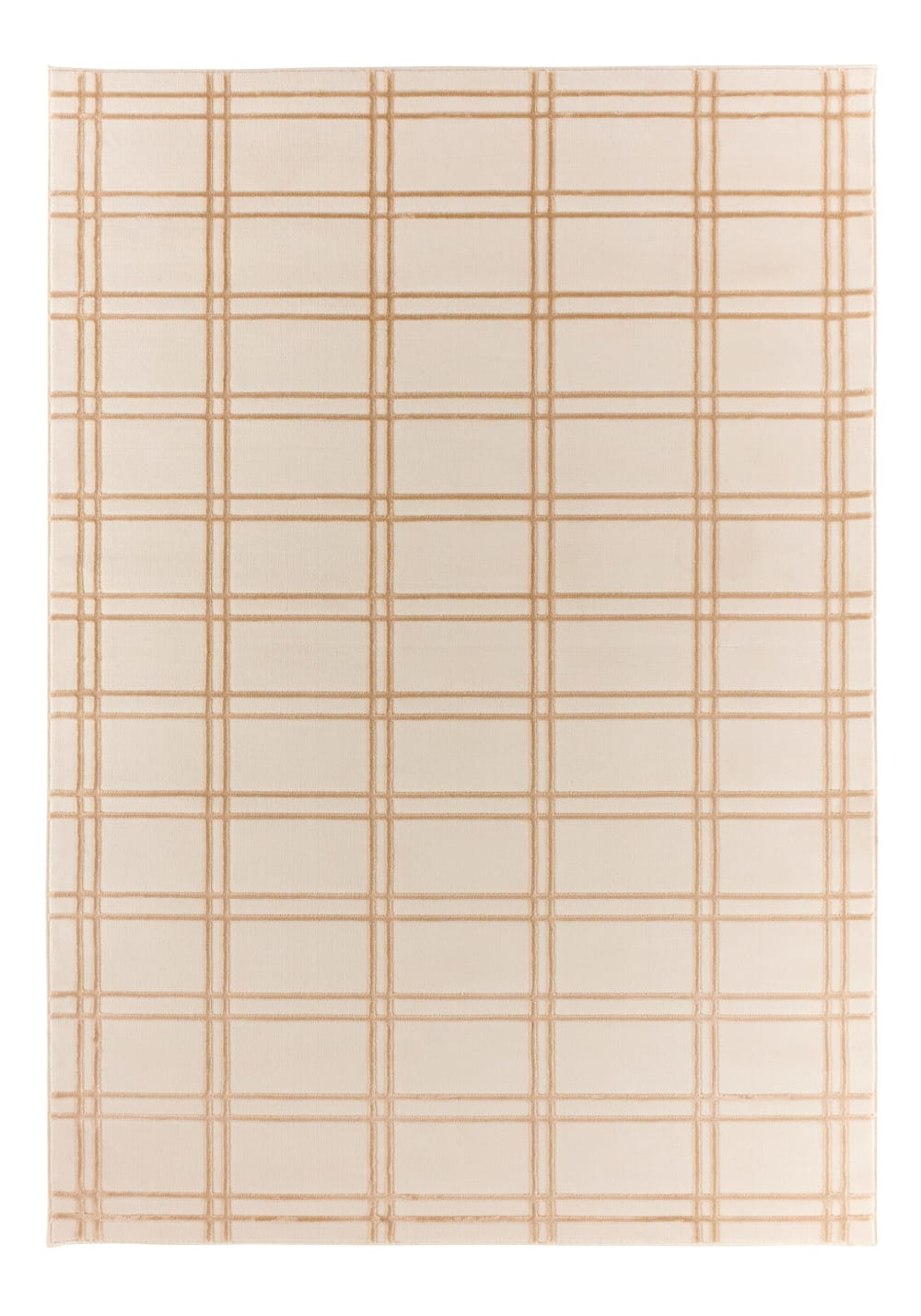Tapis à carreaux crème et mocca - 200x290 cm