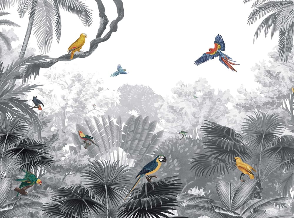 Papier peint perroquets dans la jungle 364x270 cm