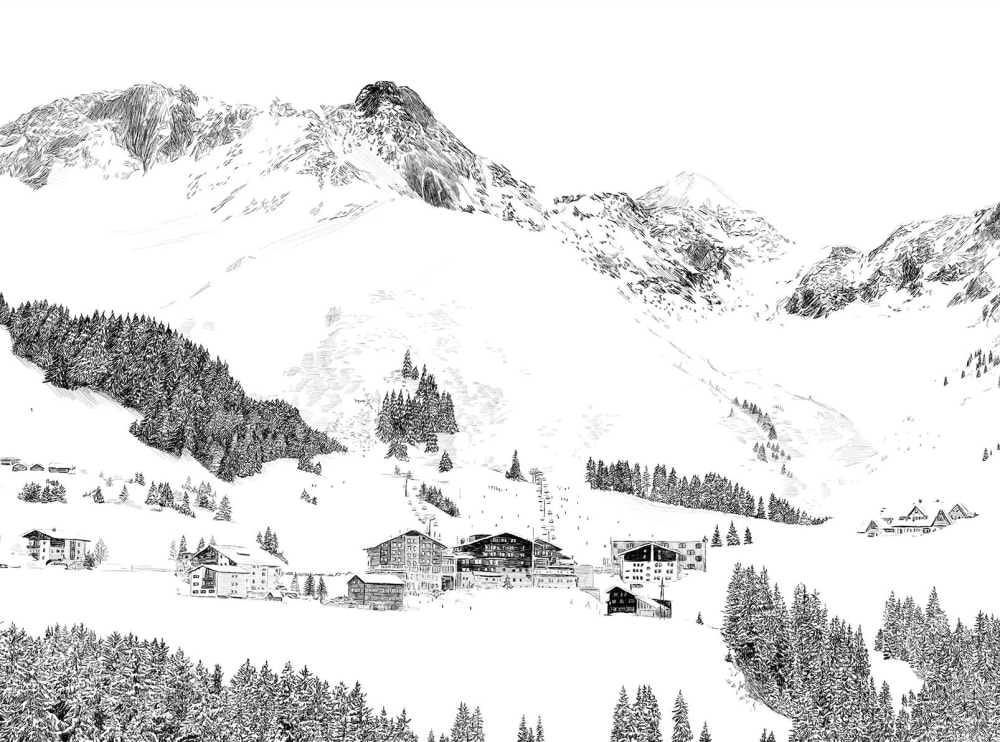 Papier peint au pied des pistes 364x270 cm — vue 3