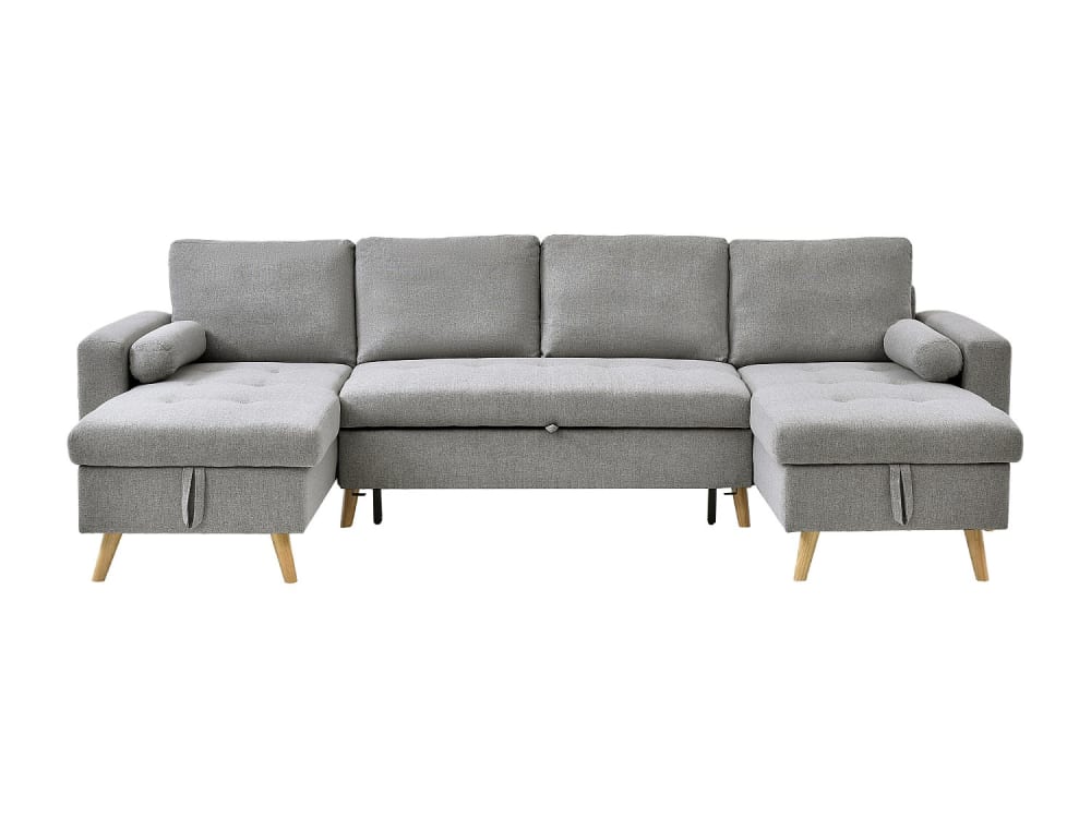 Canapé convertible polyester 5 places gris clair}