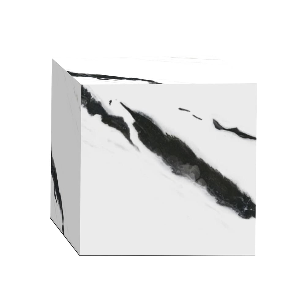 Table basse carré marbre d'ingénierie blanc et noir