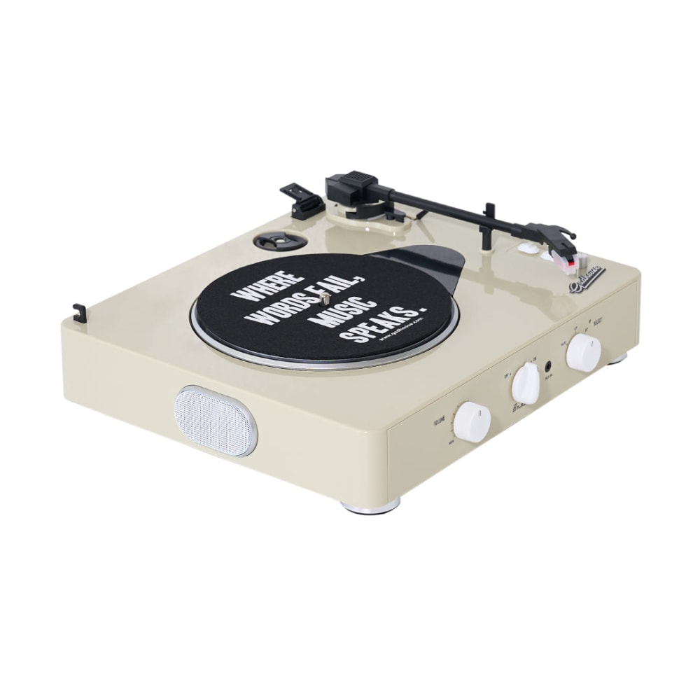 Tragbarer Plattenspieler mit elfenbeinfarbenem Bluetooth-Design -
