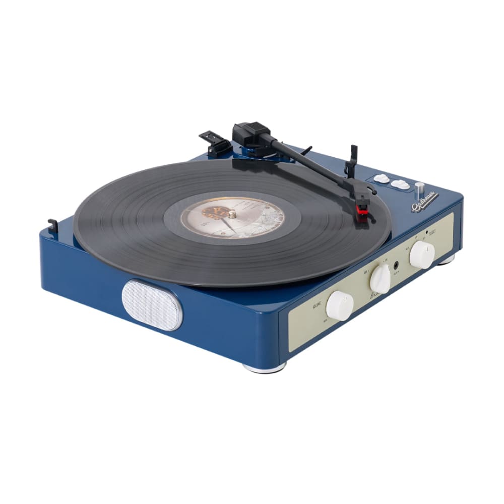 Tragbarer Plattenspieler mit marineblauem Bluetooth-Design -