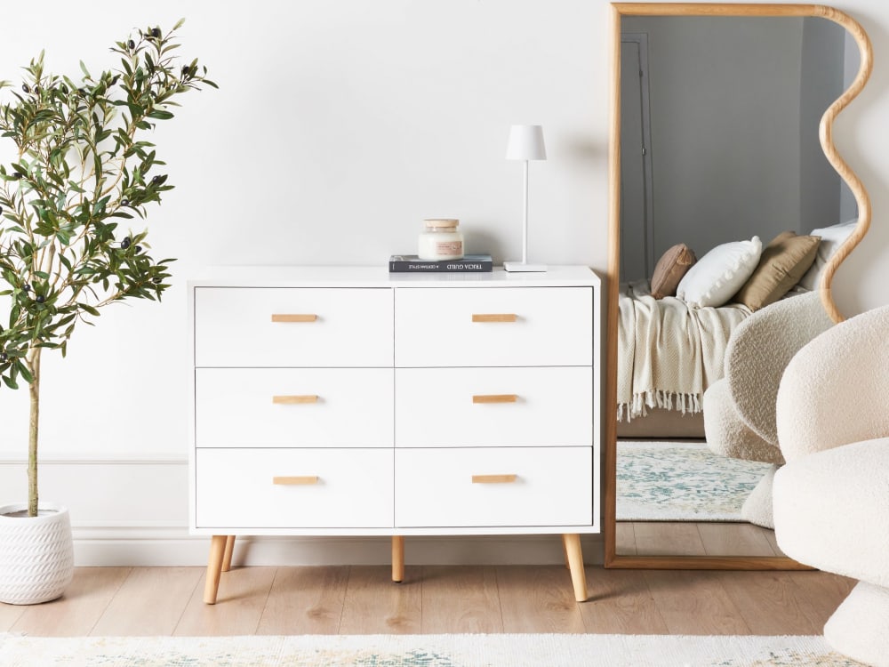 Kommode mit 6 Schubladen aus Holzwerkstoff 80cm, weiß - Maisons