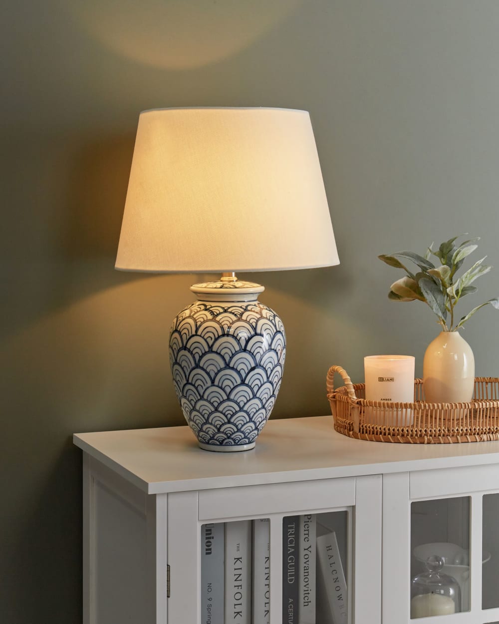 Lampe à poser porcelaine blancbleu — vue 3