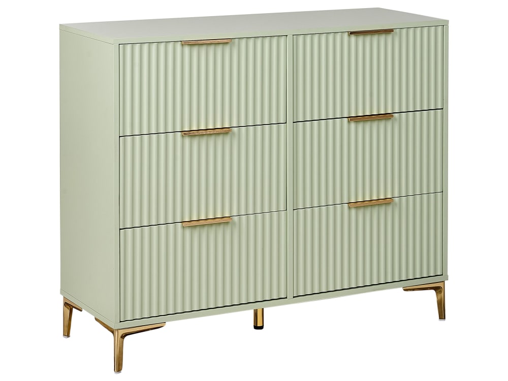 Commode à 6 tiroirs vert clair