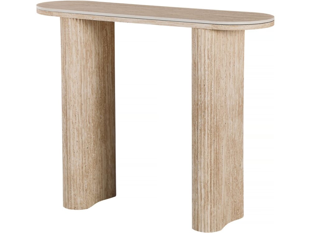Console en céramique effet travertin marron l100 cm Console en céramique effet travertin marron l100 cm