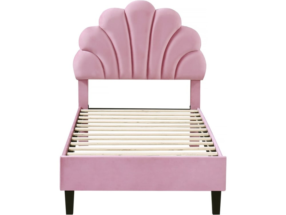 Lit en velours rose 90x190